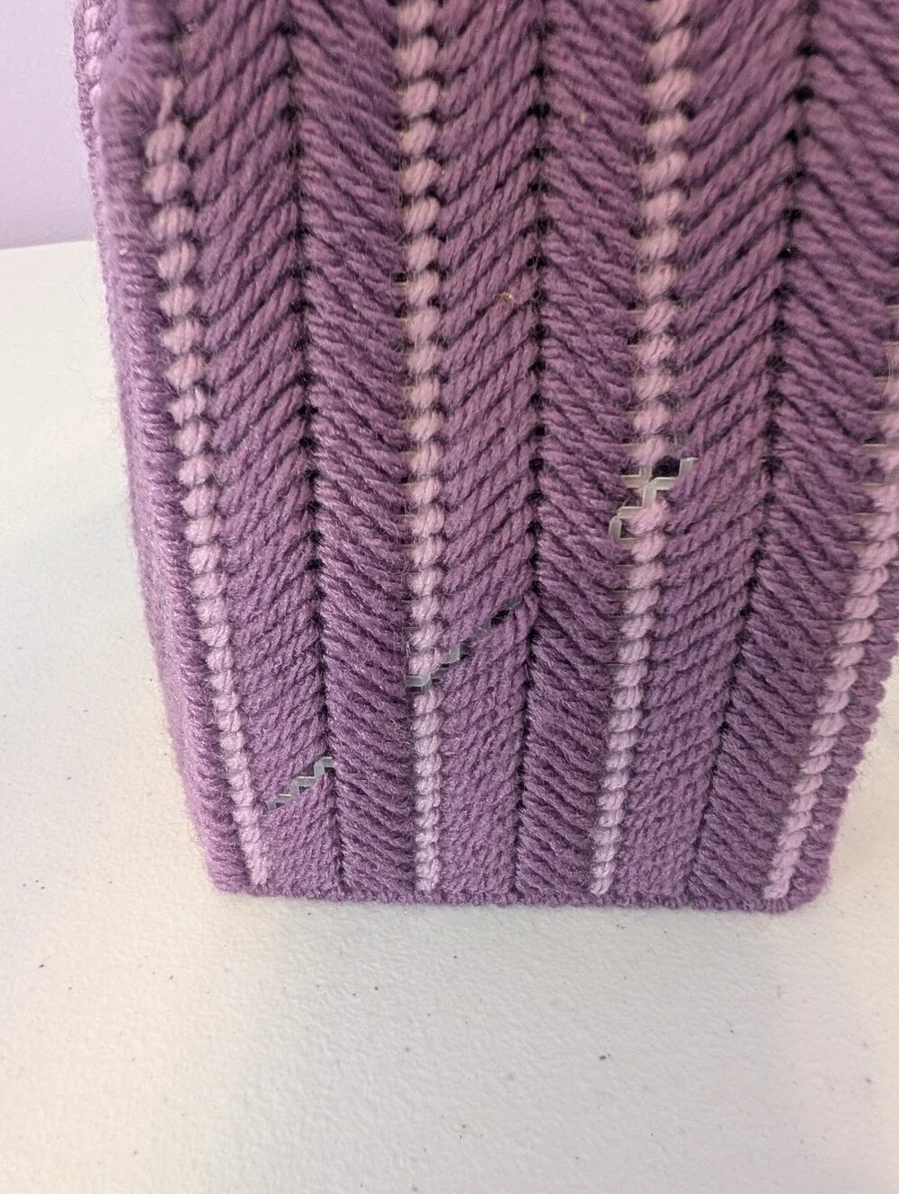Vintage Toilet Paper Holder Lovely Patsy Doll Purple Stitching On Plastic Canvas